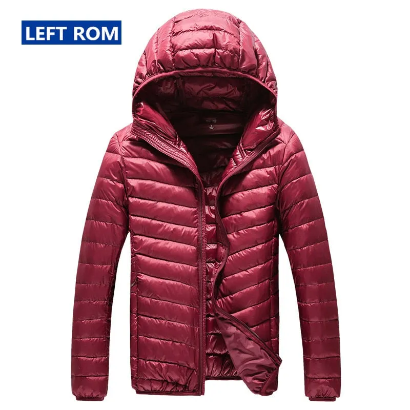 2019 New High-end Warm Fashion for Men Feather Hooded Down Jacket Pure Color Boutique Mens Feather Down Coat Thin Light Jackets