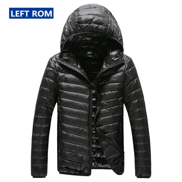 2019 New High-end Warm Fashion for Men Feather Hooded Down Jacket Pure Color Boutique Mens Feather Down Coat Thin Light Jackets