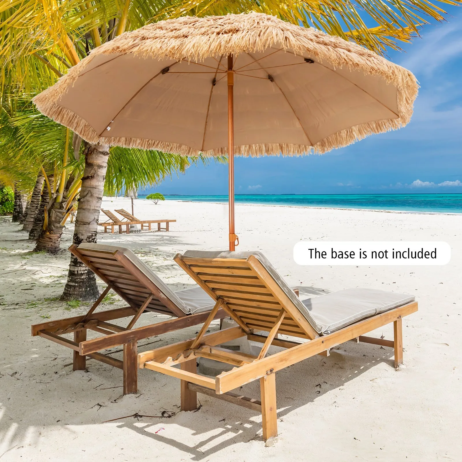 205 cm Thatched Tiki Patio Umbrella with 8 Ribs for Sun Protection