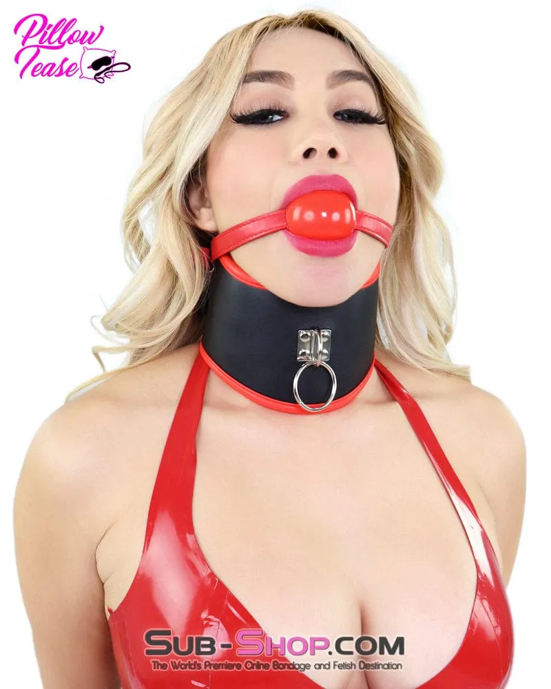 2406DL      Black Slave Training Posture Collar with Red Trim