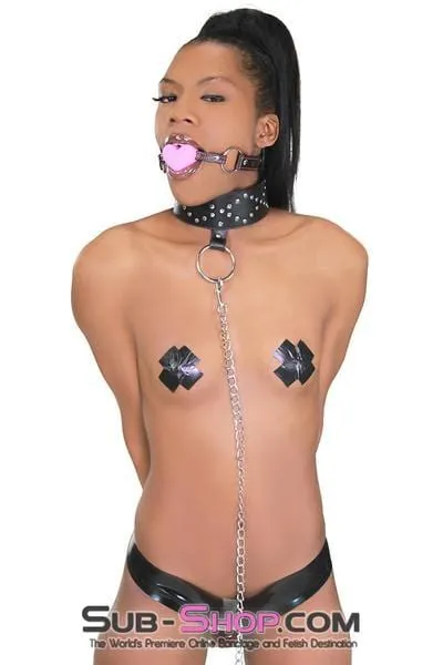 4718RS      Studded Submissive Collar with Leash Set - LAST CHANCE - Final Closeout!