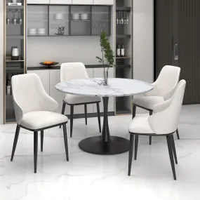 5 Piece Round Dining Set Zilo Cream