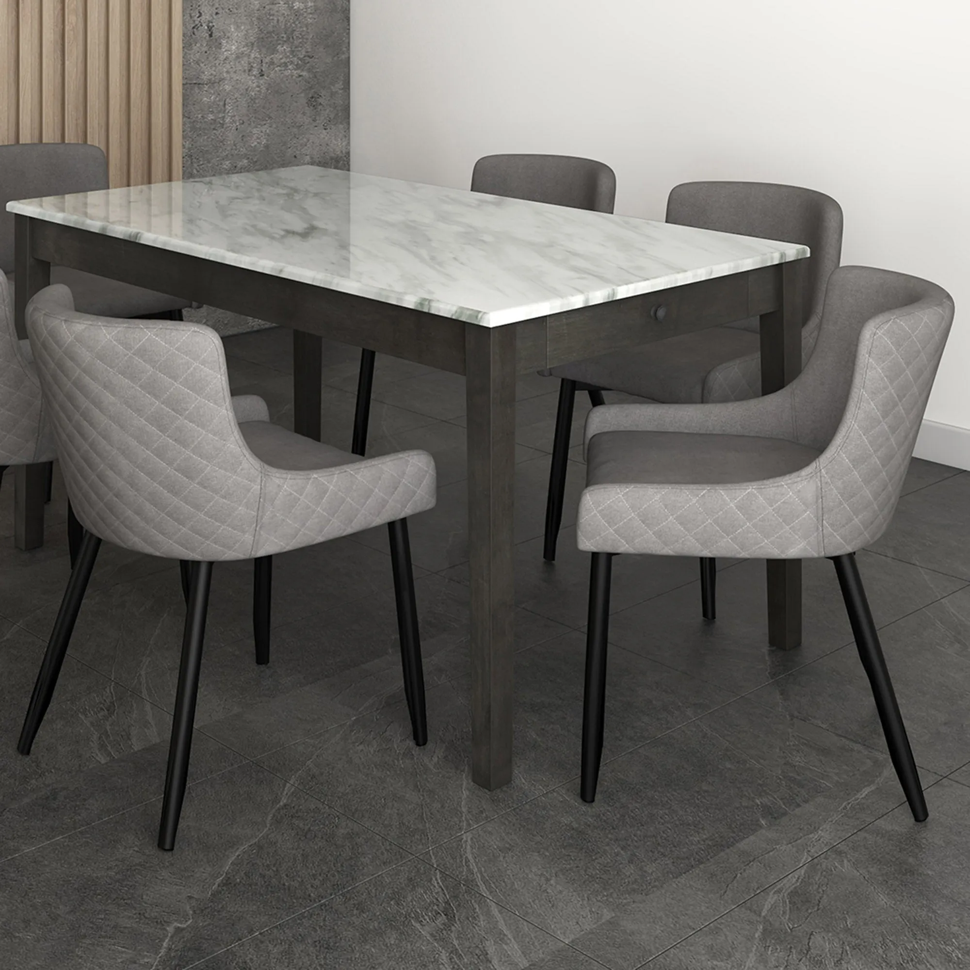 7 Piece Glass Dining Room Set Veneta Grey