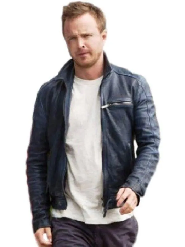 Aaron Paul 'Need For Speed' Inspired Black Leather Racing Jacket - Movie Replica Gear