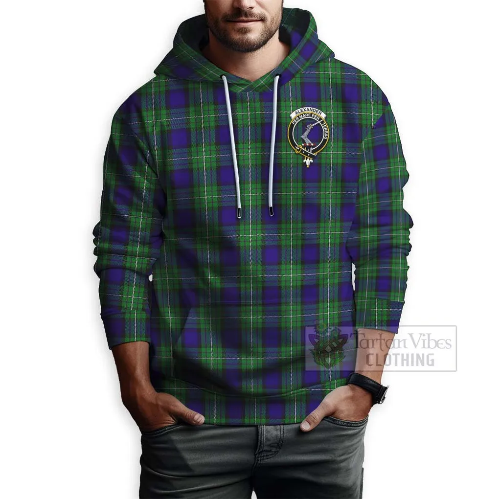 Alexander Tartan Hoodie with Family Crest Celtic Skull Style