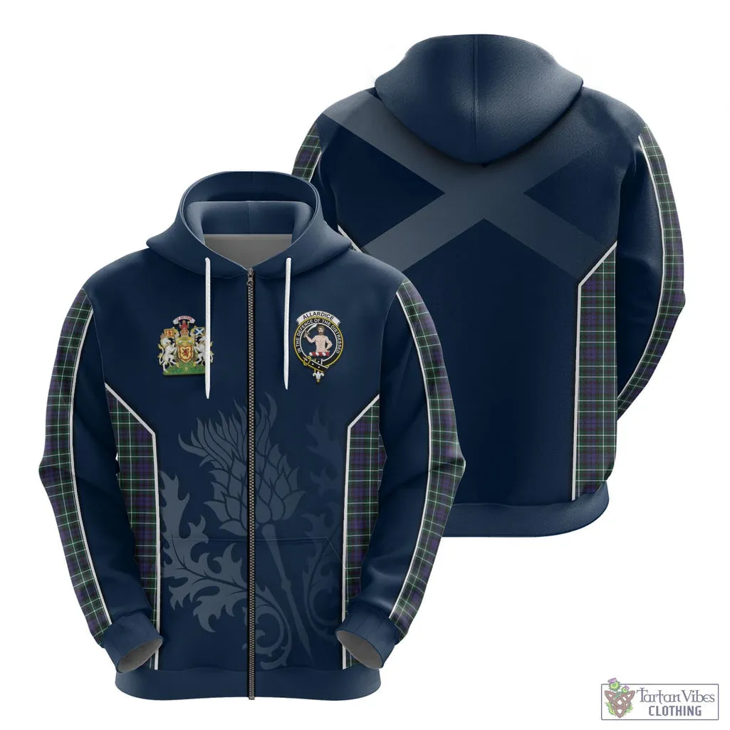 Allardice Tartan Hoodie with Family Crest and Scottish Thistle Vibes Sport Style