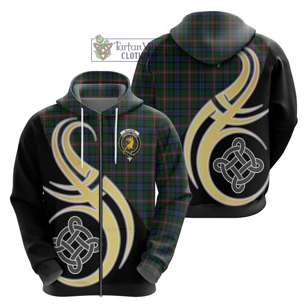 Allison Tartan Hoodie with Family Crest and Celtic Symbol Style