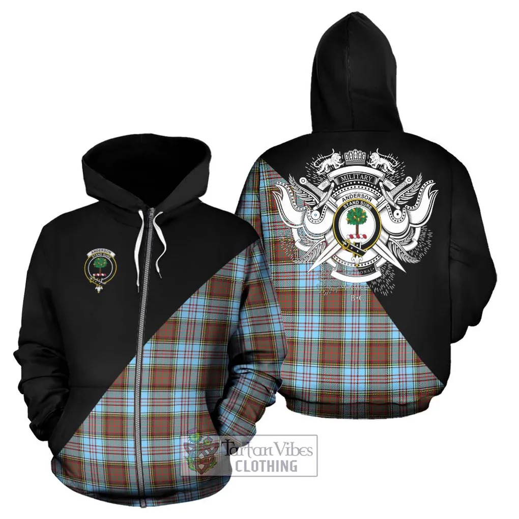 Anderson Ancient Tartan Hoodie with Family Crest and Military Logo Style