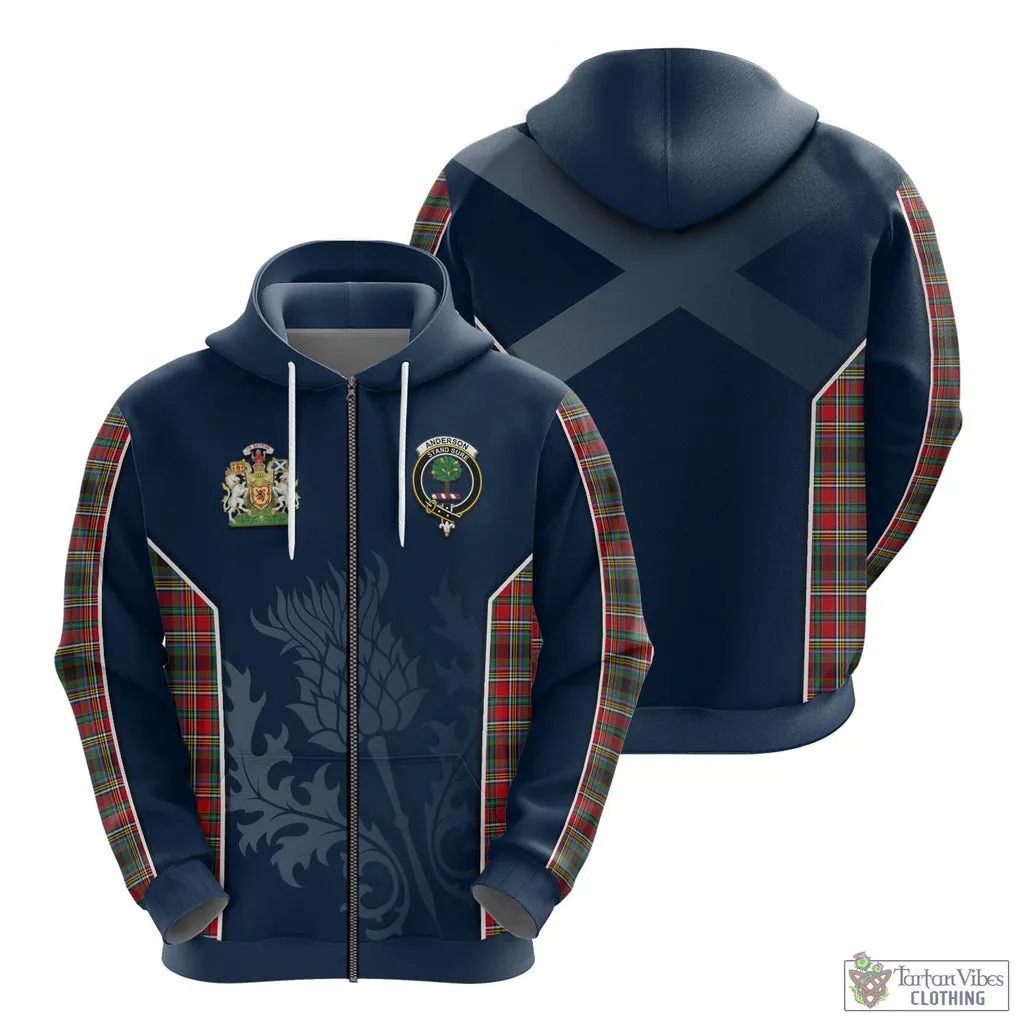 Anderson of Arbrake Tartan Hoodie with Family Crest and Scottish Thistle Vibes Sport Style