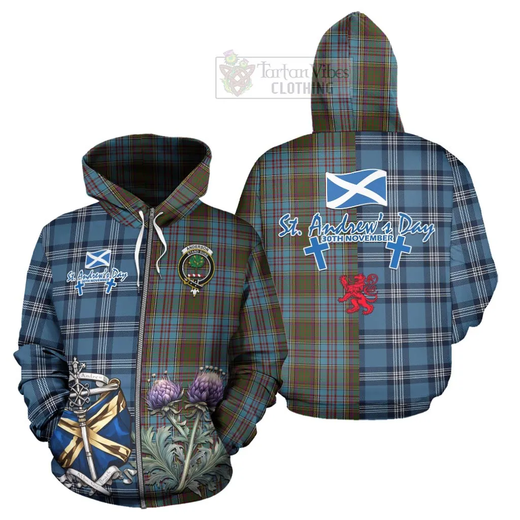 Anderson Tartan Hoodie Happy St. Andrew's Day Half Tartan Style