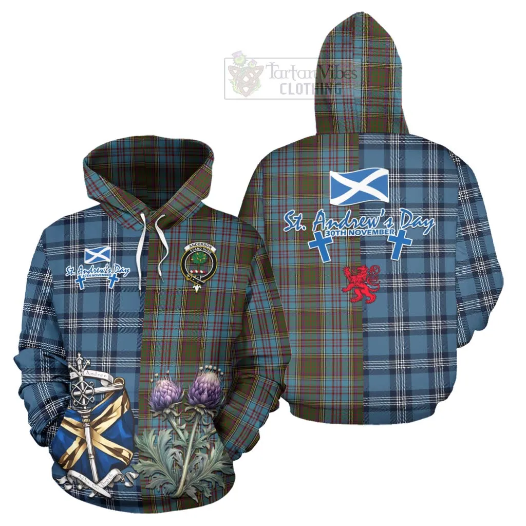 Anderson Tartan Hoodie Happy St. Andrew's Day Half Tartan Style