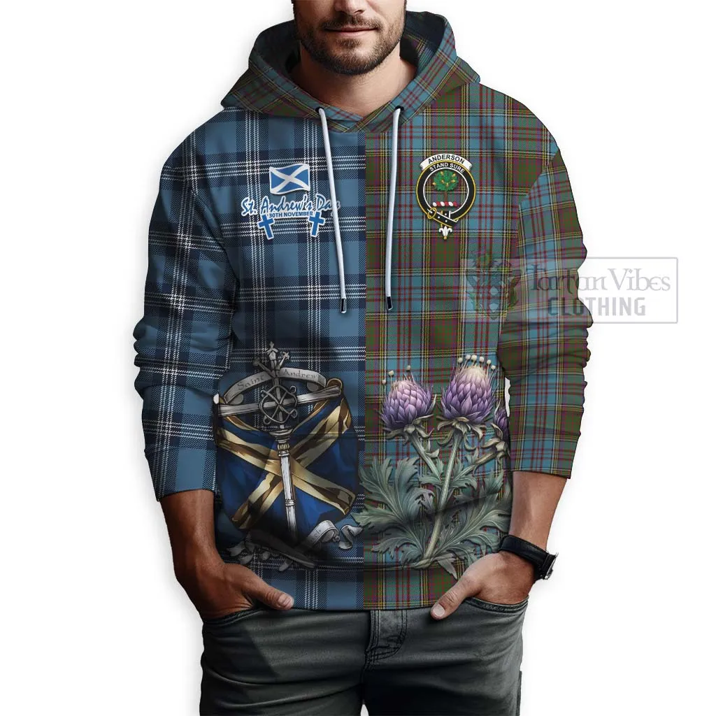 Anderson Tartan Hoodie Happy St. Andrew's Day Half Tartan Style