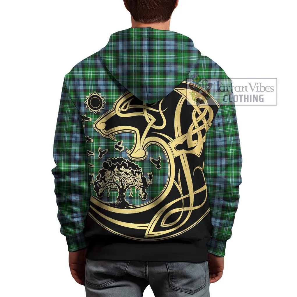 Arbuthnot Ancient Tartan Hoodie with Family Crest Celtic Wolf Style