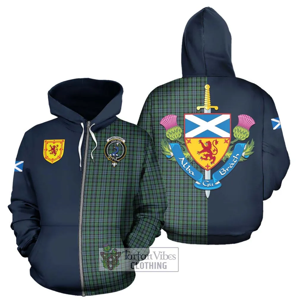 Arbuthnot Tartan Hoodie Alba with Scottish Lion Royal Arm Half Style