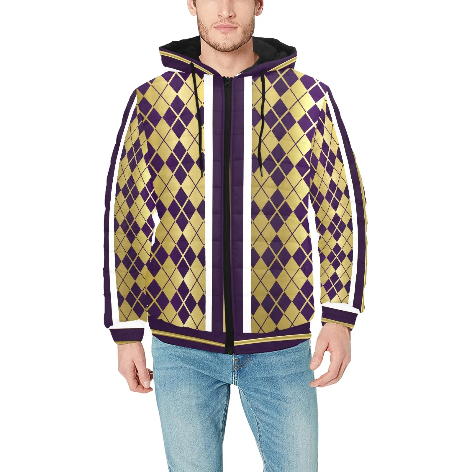 ARLEQUIN GRAPE PADDED HOODIE JACKET