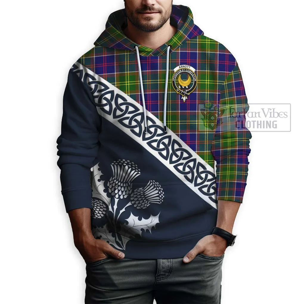 Arnott Tartan Hoodie Featuring Thistle and Scotland Map