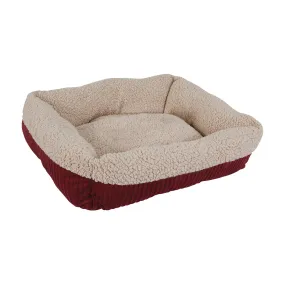 Aspenpet 80136 Pet Lounger, 24 in L, 20 in W, Rectangular, Faux Lambs Wool Plush and Wide Wale Corduroy Fabric Cover