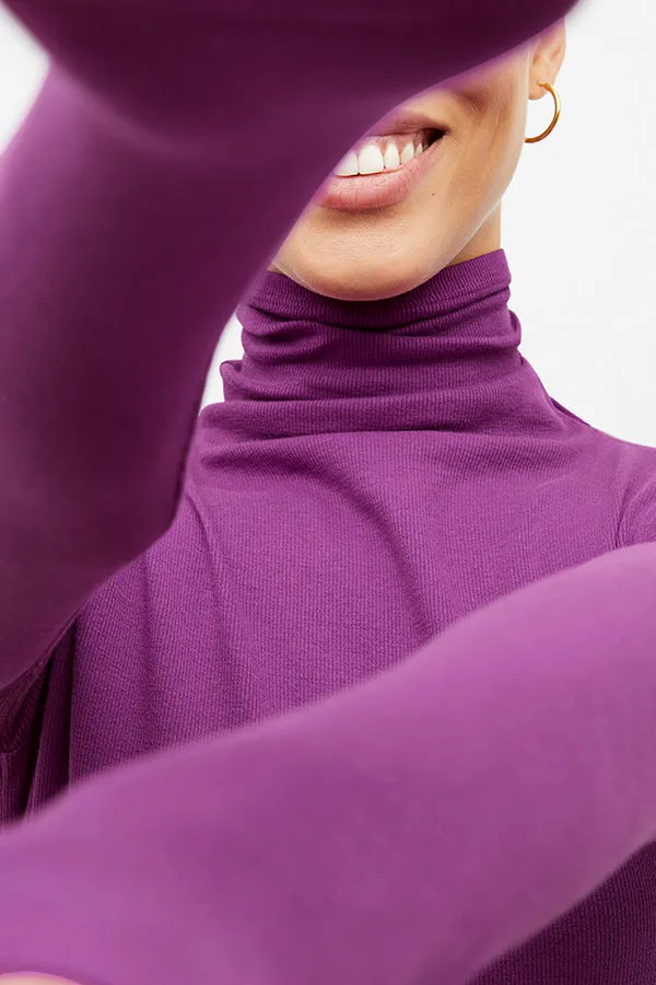 Axam Turtleneck - Ribbed Pima Cotton :: Purple Jasper