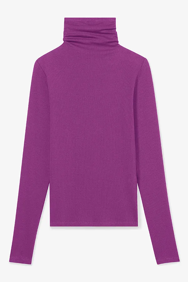 Axam Turtleneck - Ribbed Pima Cotton :: Purple Jasper