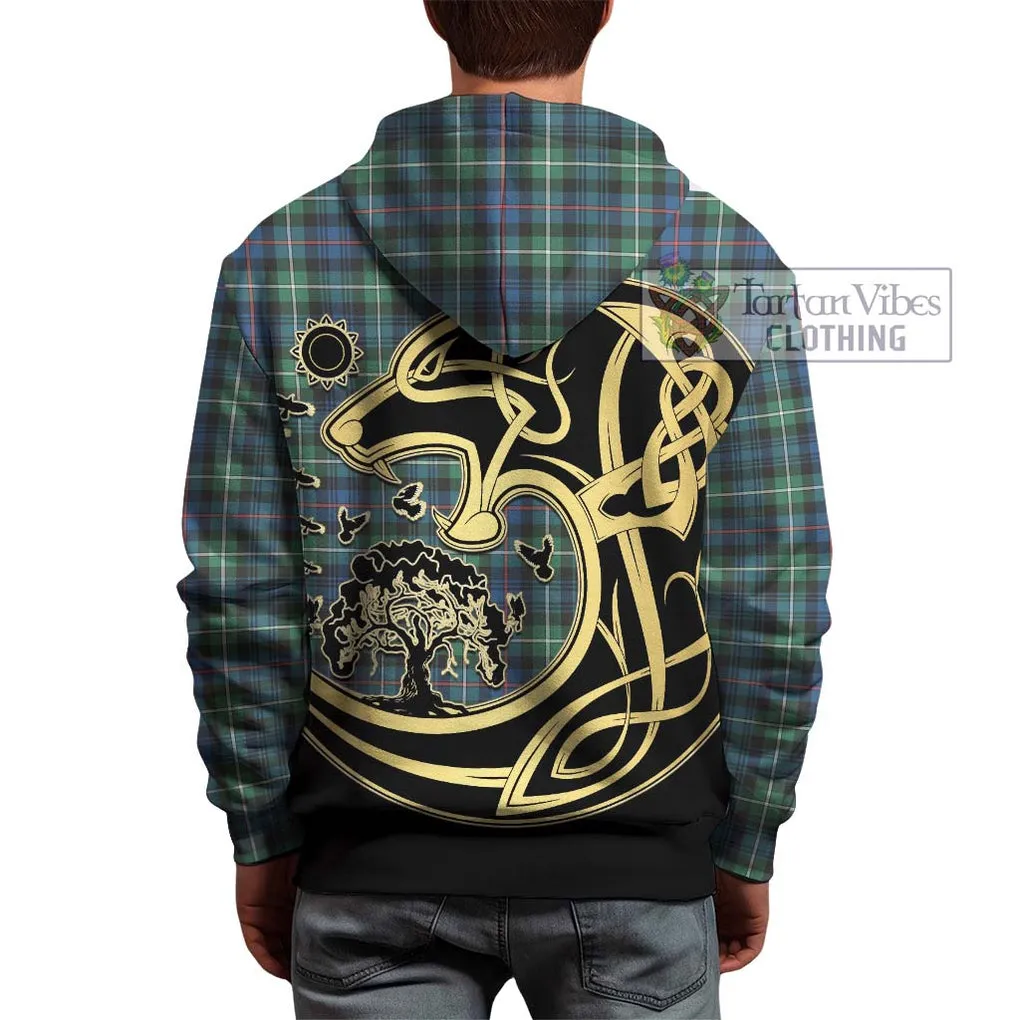 Baillie Ancient Tartan Hoodie with Family Crest Celtic Wolf Style