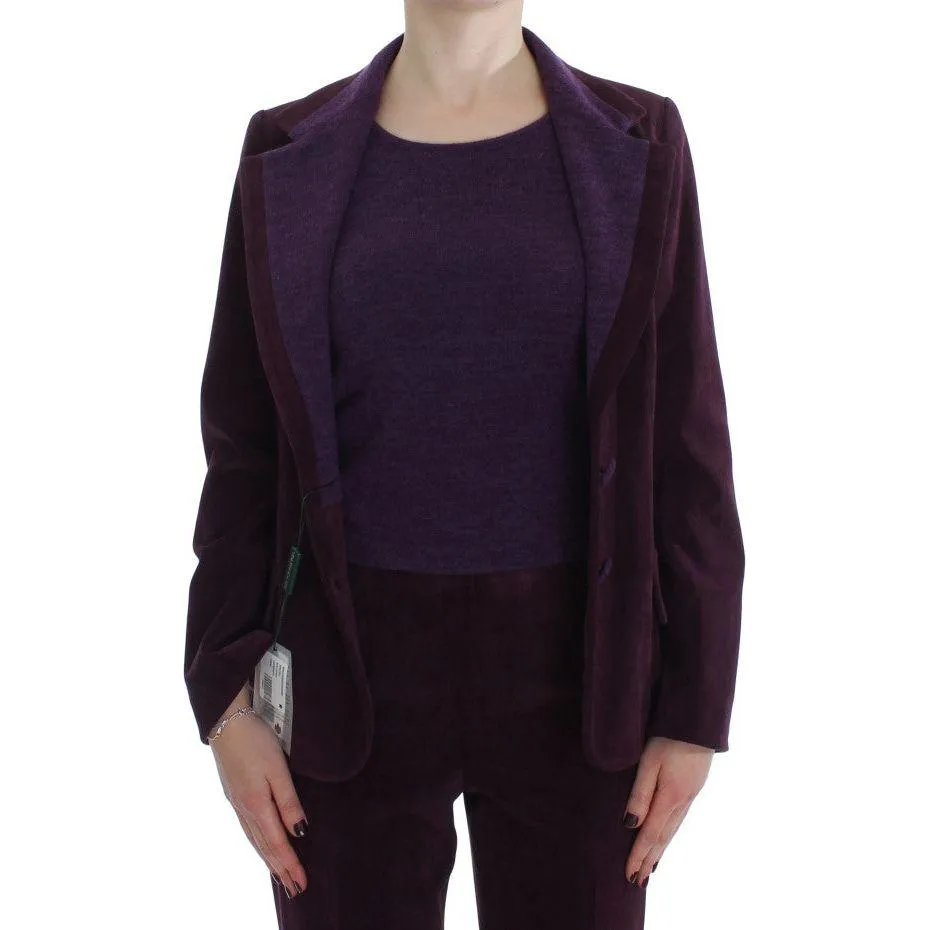 BENCIVENGA Elegant Purple Wool Blend Three Piece Suit Set