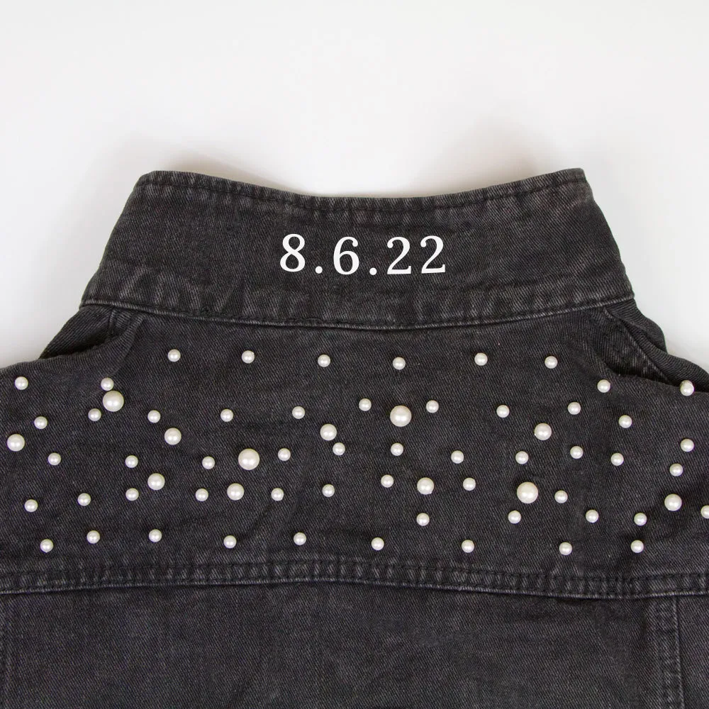 (Black Pearl) WIFEY  Pearl Denim Jacket