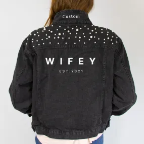 (Black Pearl) WIFEY  Pearl Denim Jacket