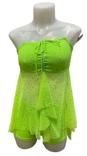 Bodywrappers Hot Green Sparkle Tunic Costume 7713-BWP281