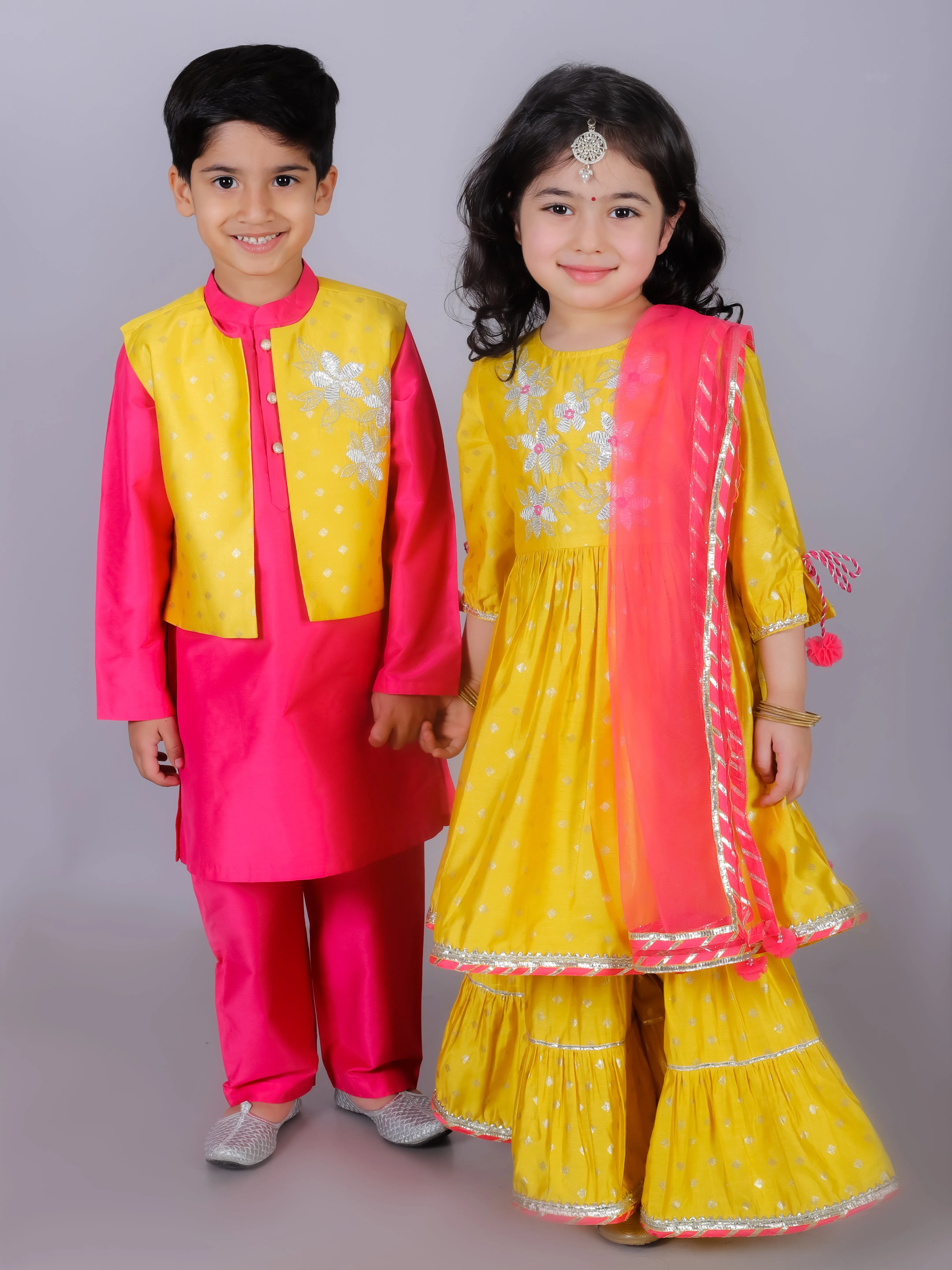 Boy's Ethnic Pink Kurta With Pant And Jacket Set - Lil Drama