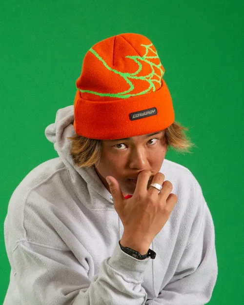 Corduroy Web Beanie - Orange