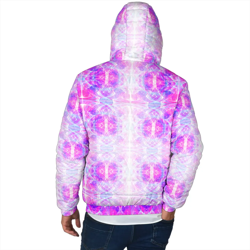 COSMIC FRACTAL PATTERN - MAGENTA | MEN'S WINTER HOODIE JACKET | YANTRART