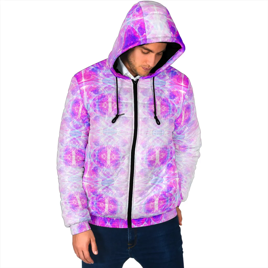 COSMIC FRACTAL PATTERN - MAGENTA | MEN'S WINTER HOODIE JACKET | YANTRART