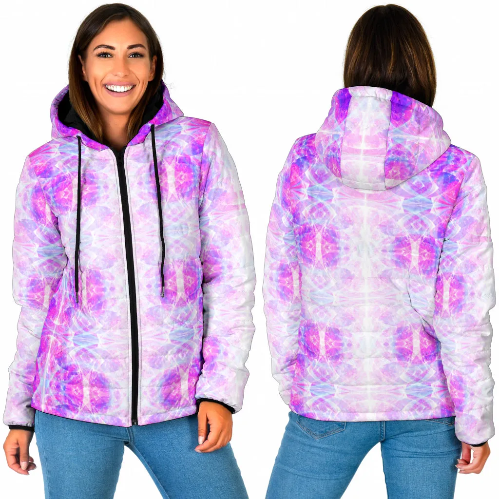 COSMIC FRACTAL PATTERN - MAGENTA | WOMEN'S WINTER HOODIE JACKET | YANTRART