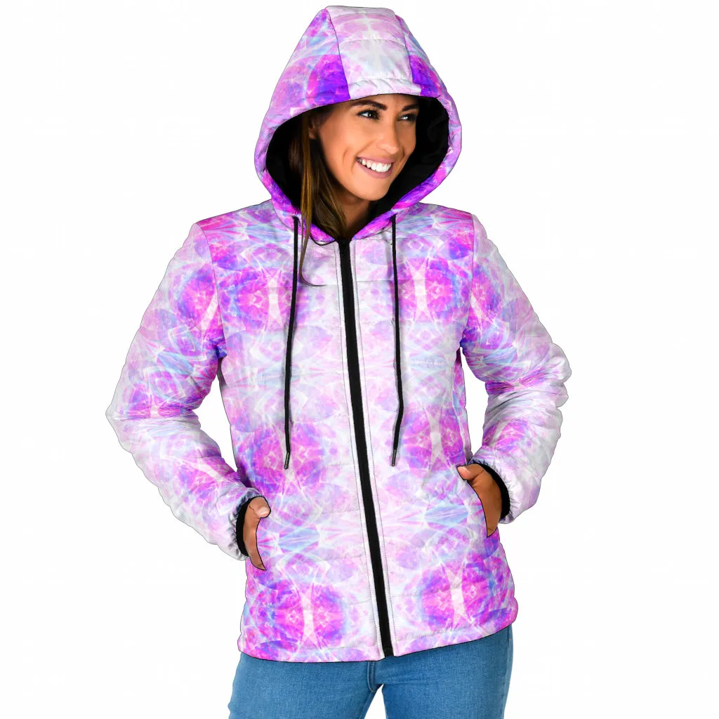 COSMIC FRACTAL PATTERN - MAGENTA | WOMEN'S WINTER HOODIE JACKET | YANTRART