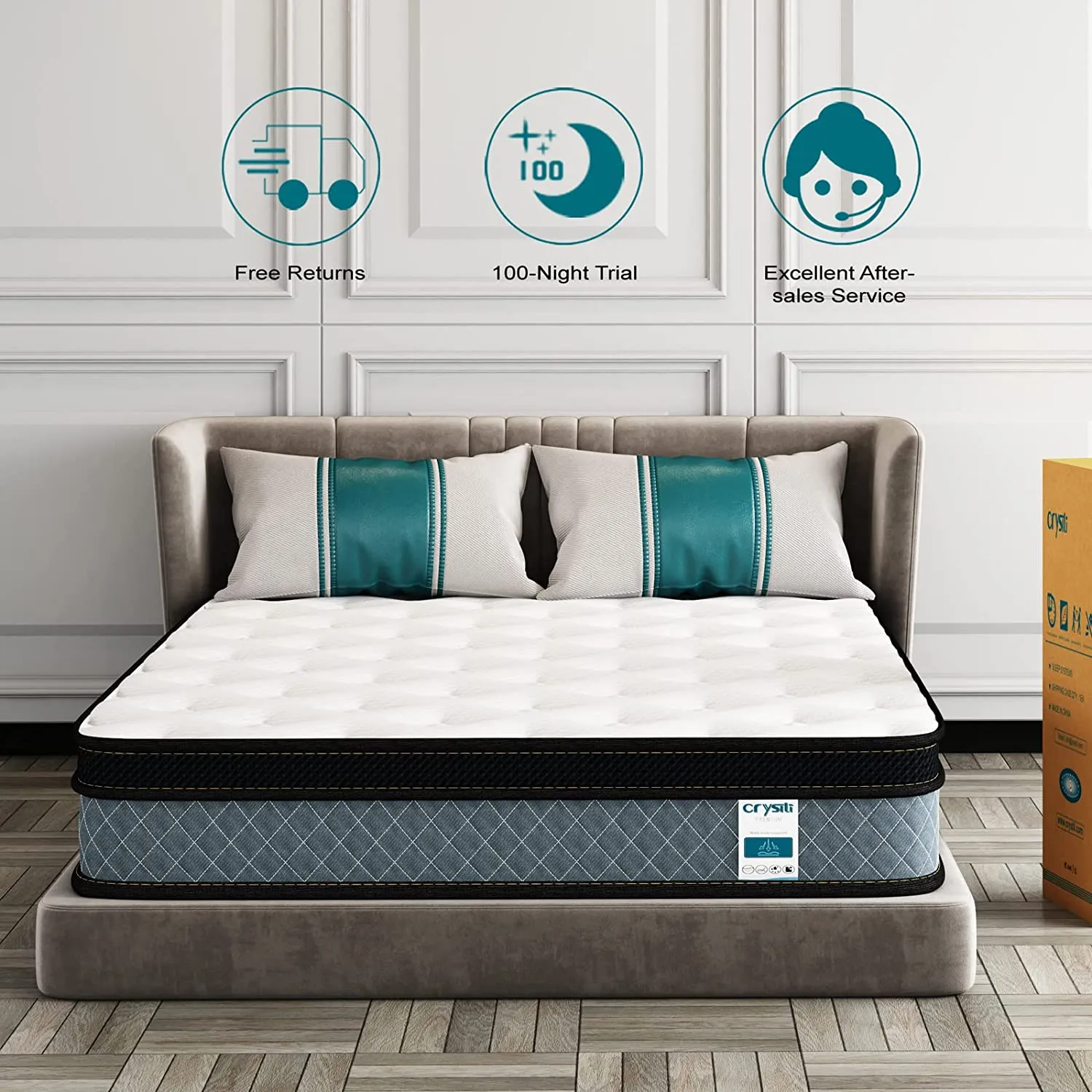 Crystli 10-Inch Hybrid Memory Foam Mattress w/Innerspring Pressure Relief Zones (100 night Trial)