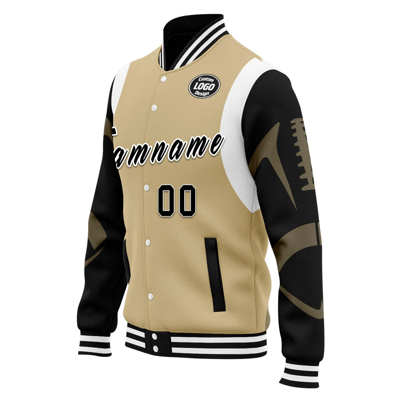 Custom Yellow New Orleans Jacket Bomber Full-Snap Varsity Letterman Personalized Jacket FZ005-D025004-19