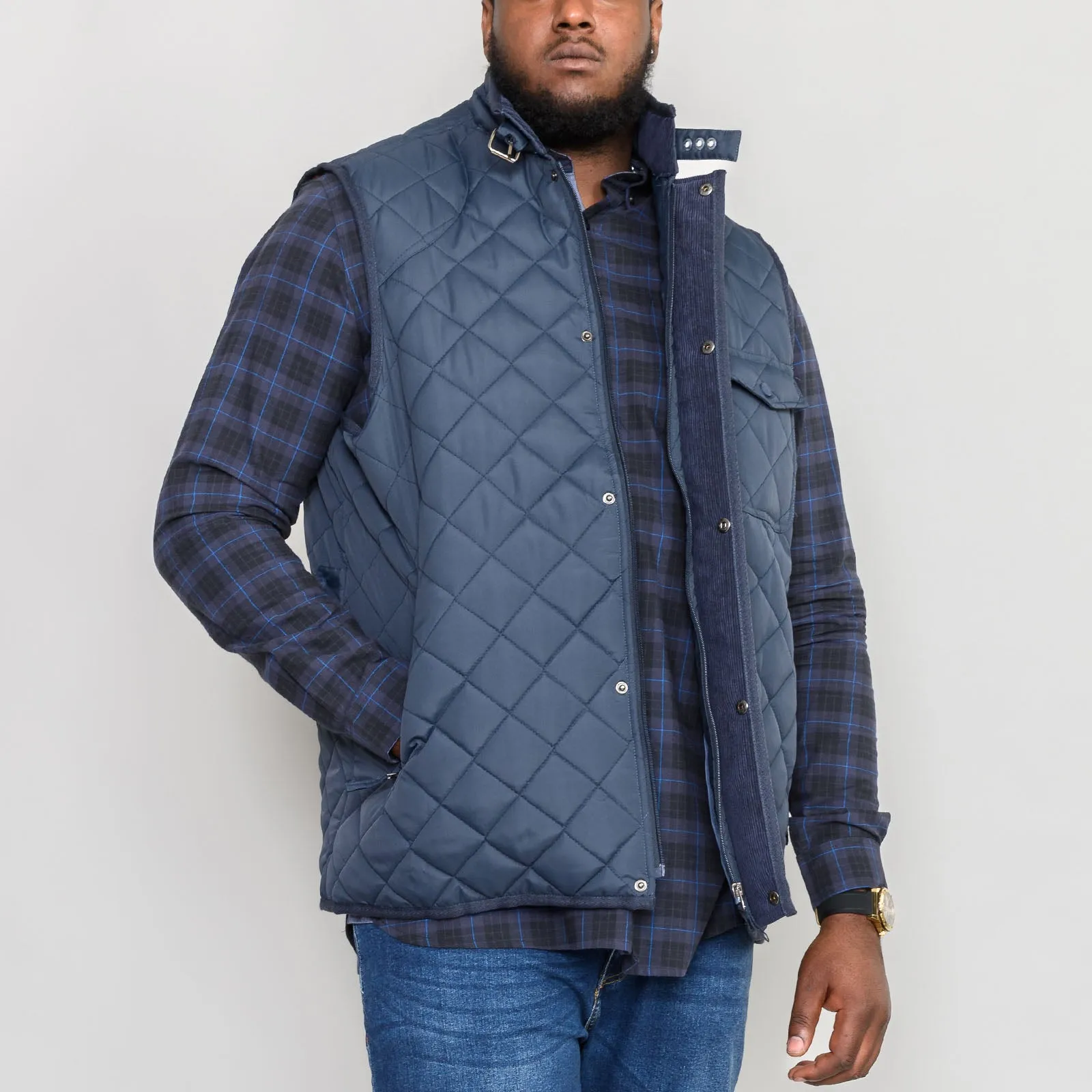 D555 Mens Nightingale Big & Tall Quilted Gilet Jacket - Navy