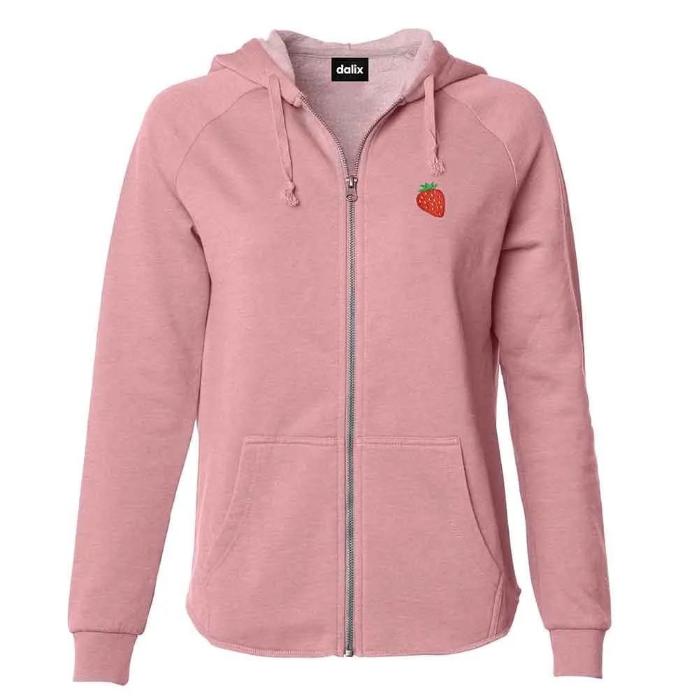 Dalix Strawberry Washed Zip Hoodie