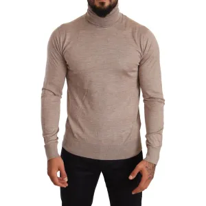 Dolce & Gabbana Beige Turtleneck Cashmere-Silk Blend Sweater