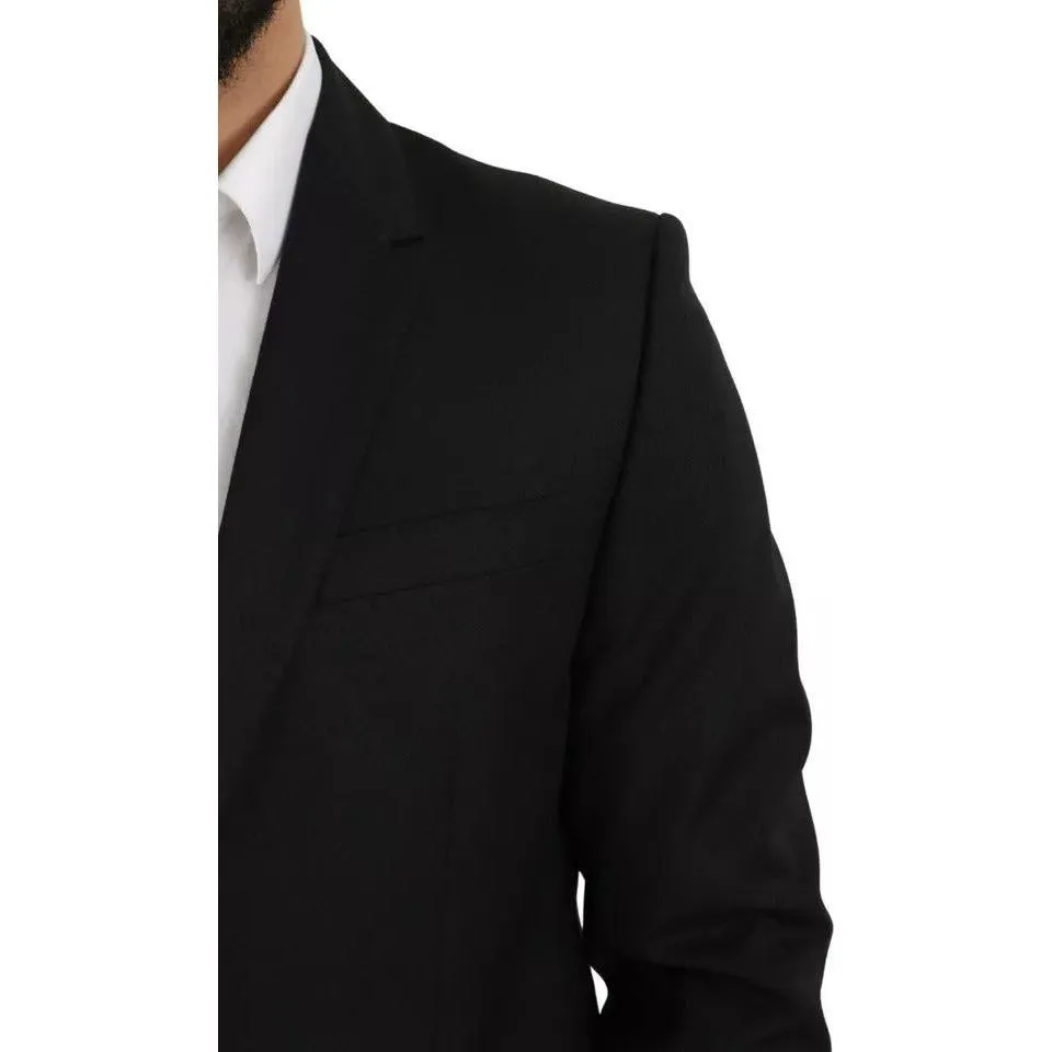 Dolce & Gabbana Black Wool Slim Fit Notch Jacket Blazer