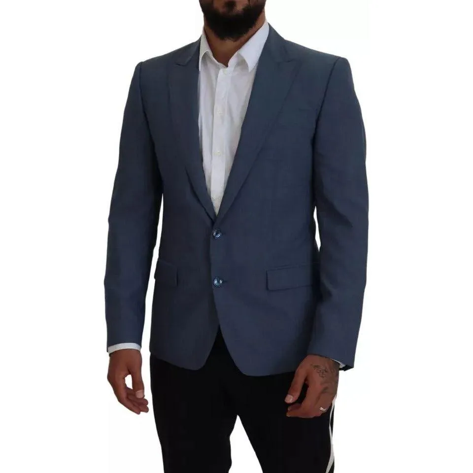 Dolce & Gabbana Blue Wool Stretch Slim Fit Jacket Blazer