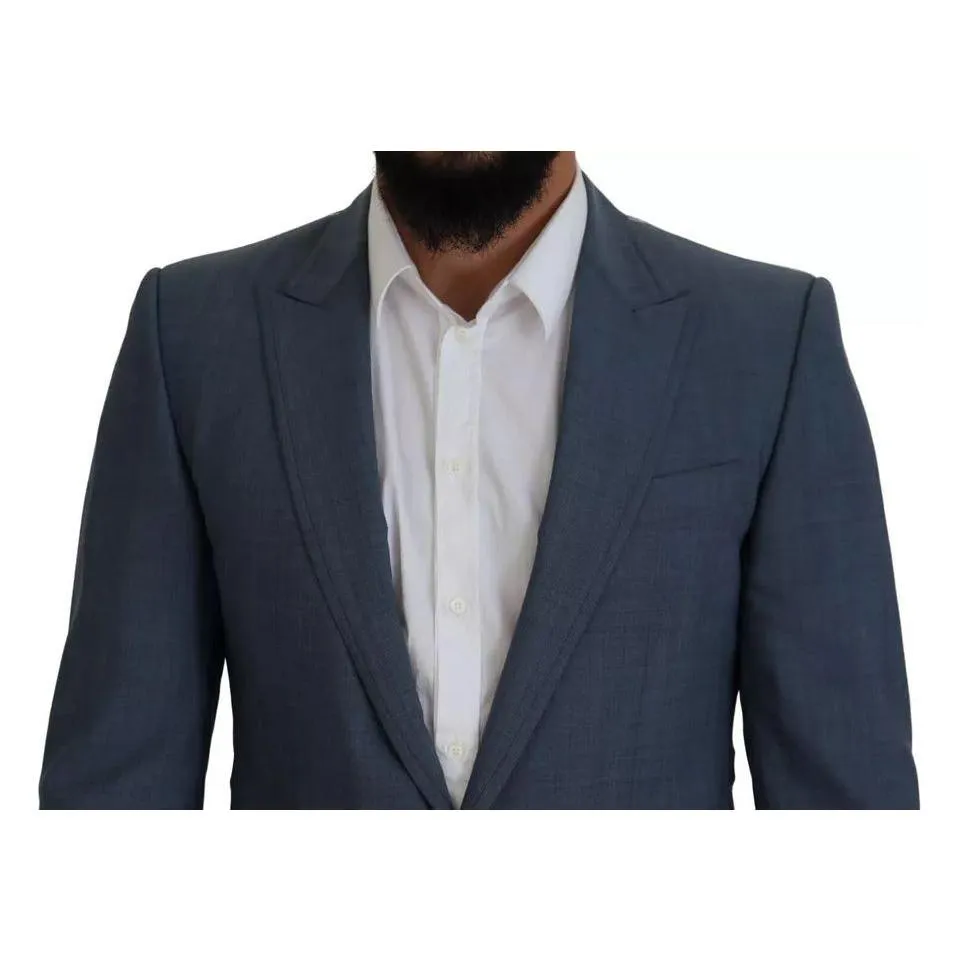 Dolce & Gabbana Blue Wool Stretch Slim Fit Jacket Blazer