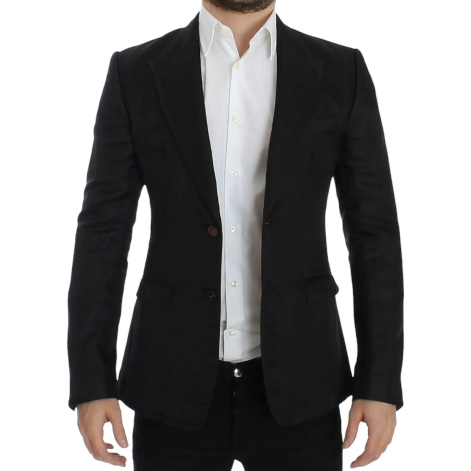 Dolce & Gabbana Elegant Black Silk Blend Two-Button Blazer