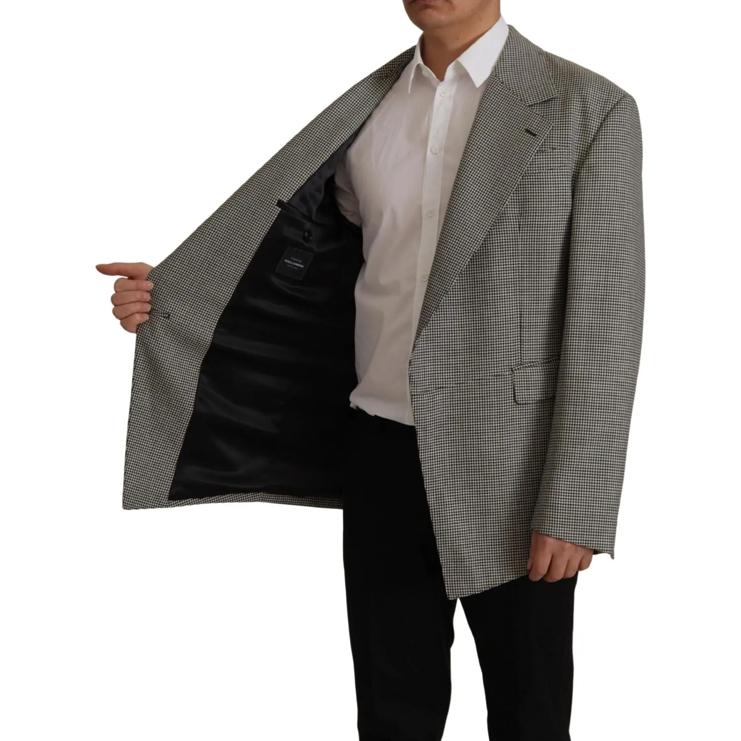 Dolce & Gabbana Elegant Gray Checkered Wool Blazer