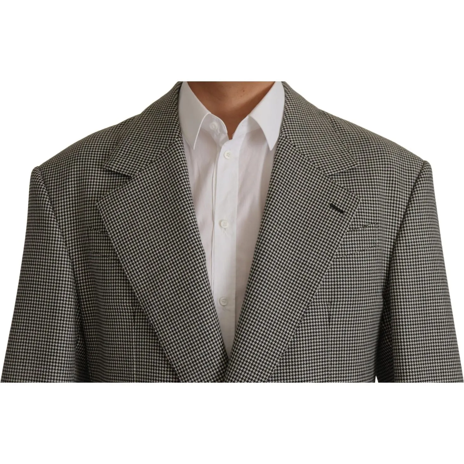 Dolce & Gabbana Elegant Gray Checkered Wool Blazer