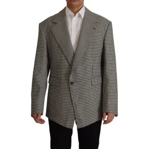 Dolce & Gabbana Elegant Gray Checkered Wool Blazer