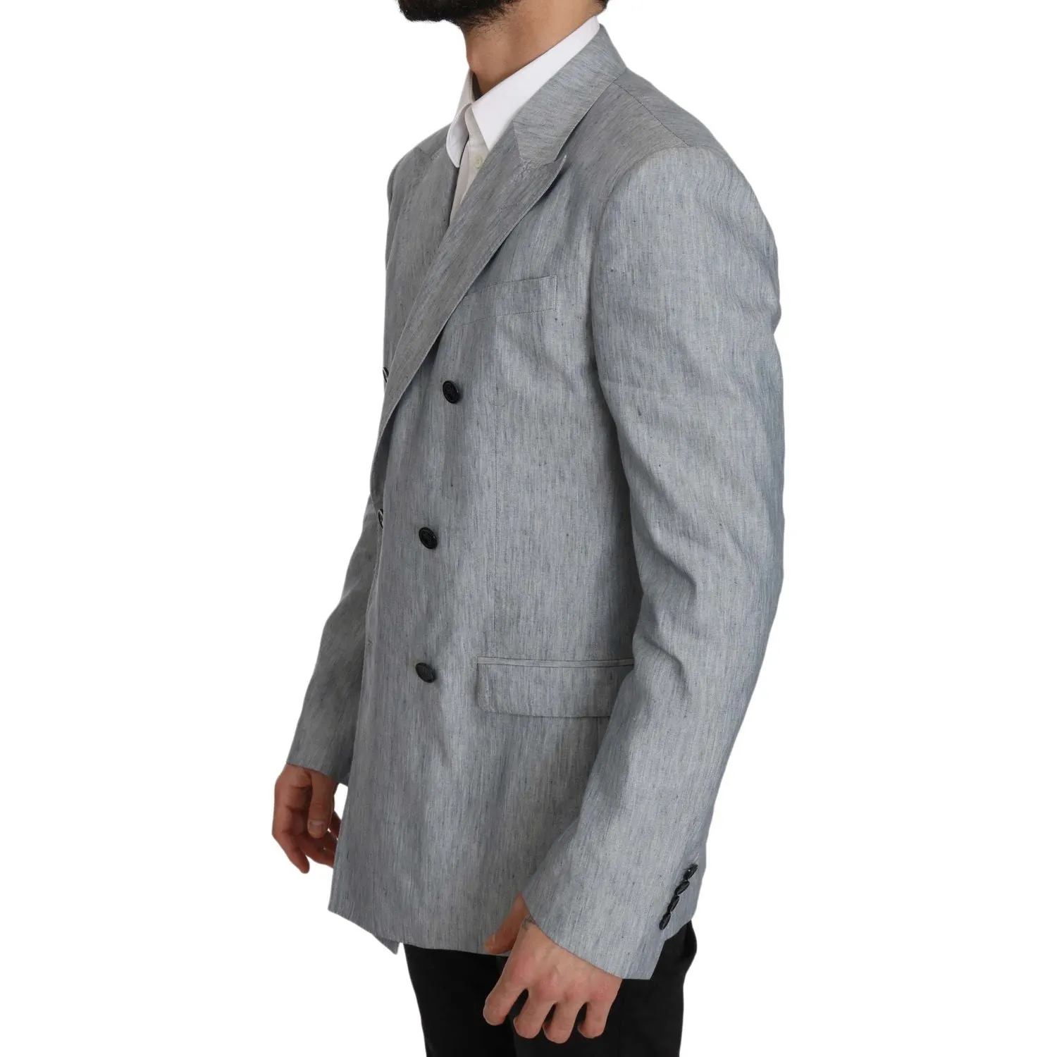 Dolce & Gabbana Elegant Light Blue Double Breasted Blazer