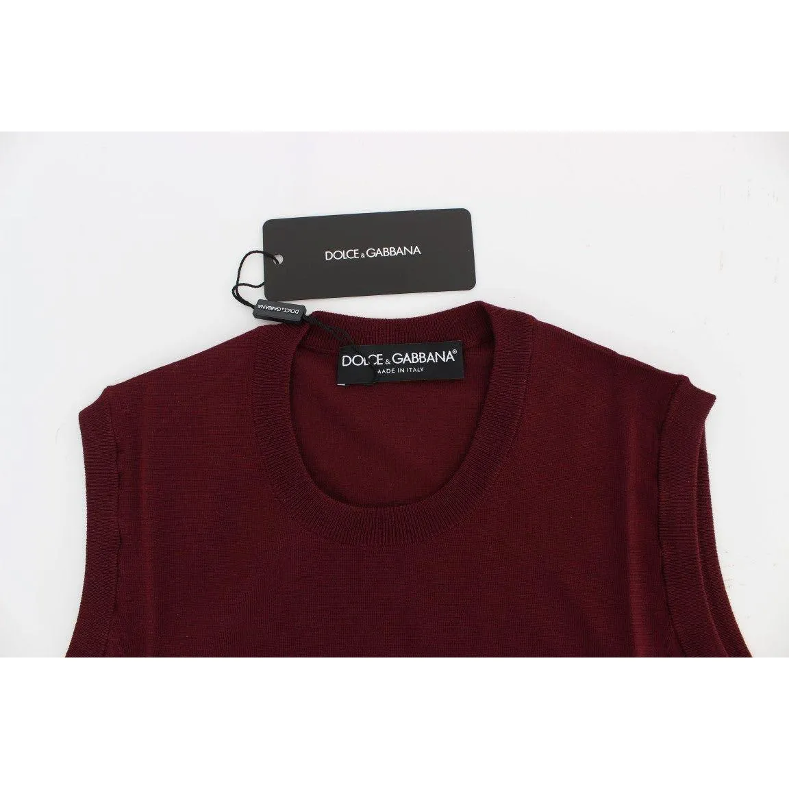 Dolce & Gabbana Elegant Red Wool Sleeveless Pullover Vest