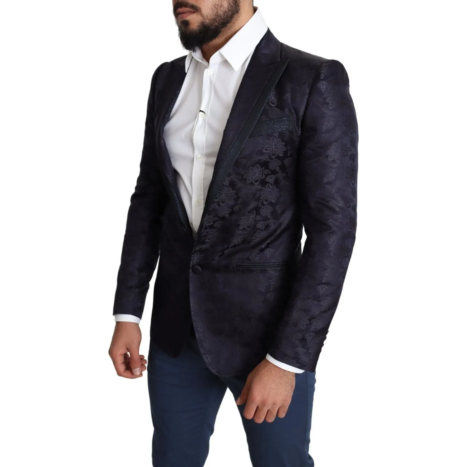 Dolce & Gabbana Elegant Silk Blend Martini Blazer in Blue