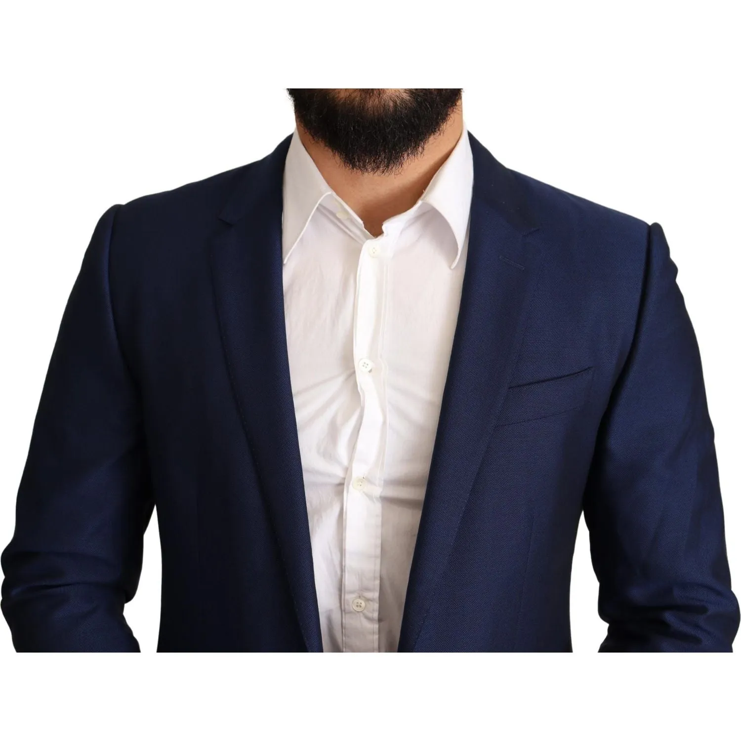 Dolce & Gabbana Navy Blue Virgin Wool Martini Blazer